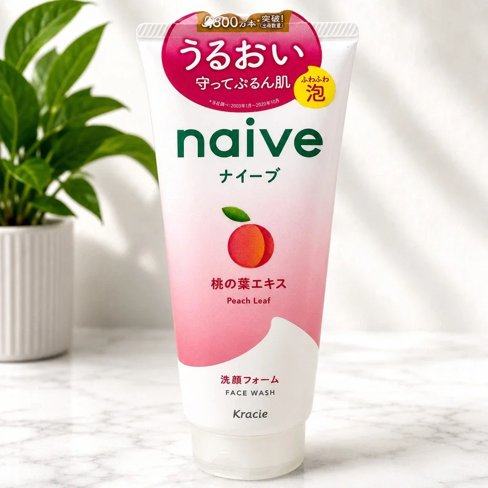 Kracie Naive Face Wash Cleansing Foam Made with Peach Leaf 130g Made In Japan